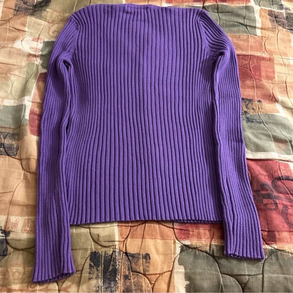 Express Purple Ribbed Cardigan - Picture 4 of 9